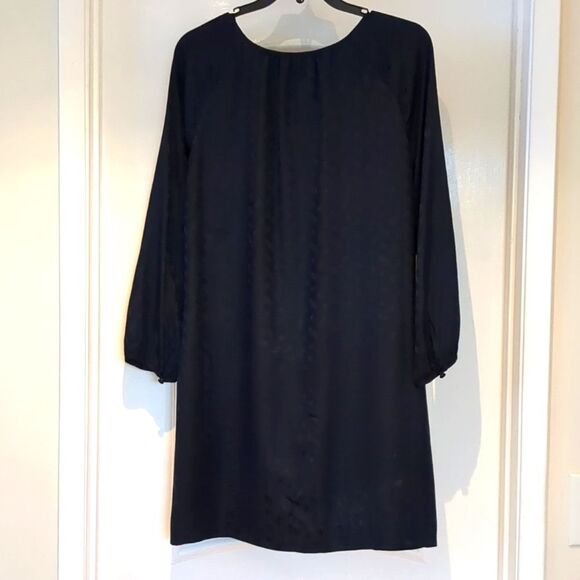 J. Crew Navy Knee Length Silk Jacquard Tonal Shift Dress Size 6 - Picture 10 of 15